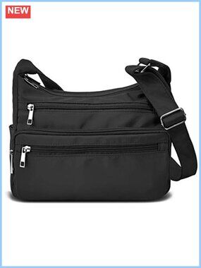 RFID Nylon Multi Pocket Crossbody Bag Lightweight Travel Handbag